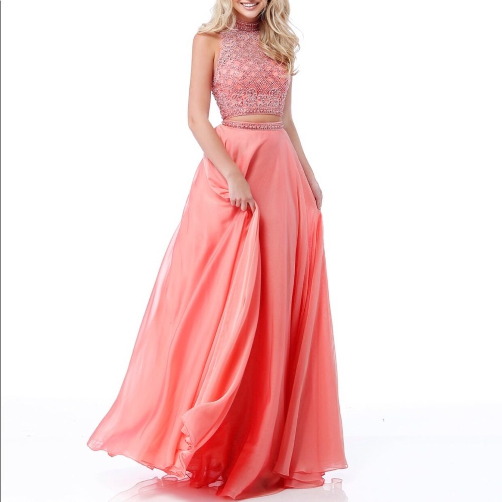 SHERRI HILL 51724 Coral 2-piece Homecoming Dress